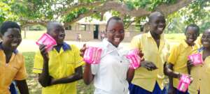 Girls of Amorwongora P.S after getting their pads