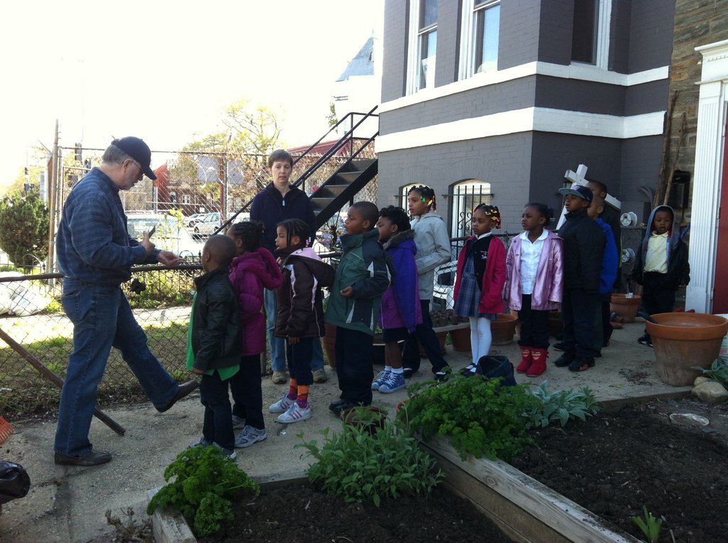 Our Kindergarten class in the garden