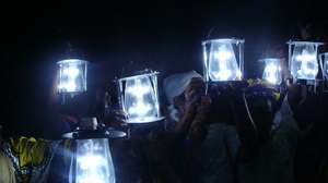Lamps on display by village women