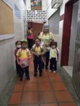 Preschool students entering the school