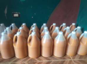 Making mango juice for AHCC children.