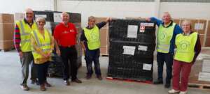 Rotarians getting our aid ready for despatch
