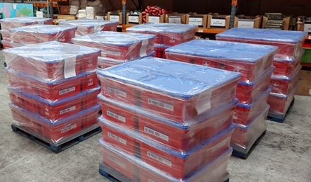 Boxes ready for Haiti