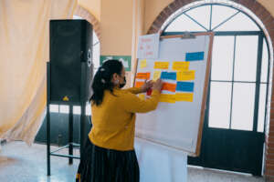 Idea sharing during a marketing workshop