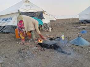 Tigray refugee camp cooking