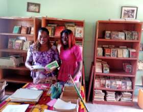 Cleaning up books in Bereba library