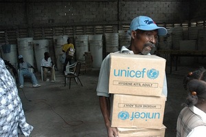 One of our many relief supply distributions.