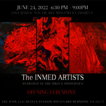 Art exhibit flyer featuring INMED USA artists