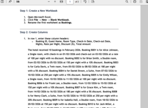 Excel exercise: Creating and managing bookings.
