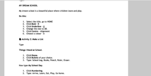 Microsoft Word exercise for learners.