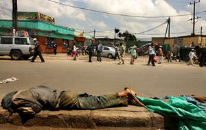 A child sleeping on the streets of Addis Ababa