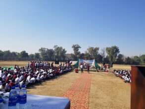 Students performing at stage