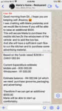 Screenshot from Lisa who's helping Maria