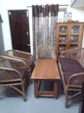 Creating a comfortable lounge for visiting guests.