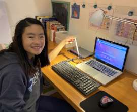 Middle School Student Streaming to Laptop