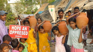 Children ready to utilize the pots