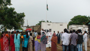 Community leader flag hoisting