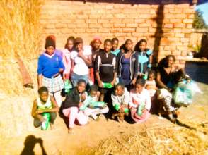 Girls receiving sanitary wear