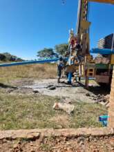 laying pipes for the borehole