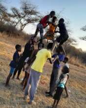 Team building exercise at camp