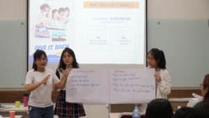 HSU students presenting giving ideas