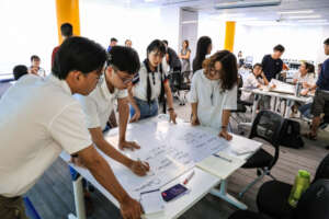 Fullbright students having group discussion
