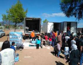 Food distributions in Ritsona Refugee Camp