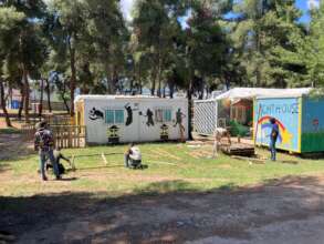 Building a new fence for the child-friendly space