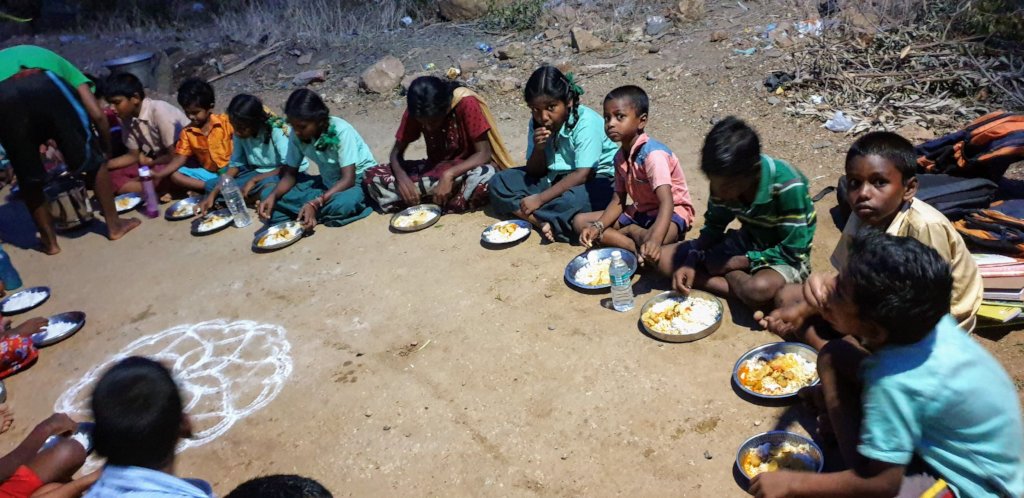Meal to tribal children during critical pandemic