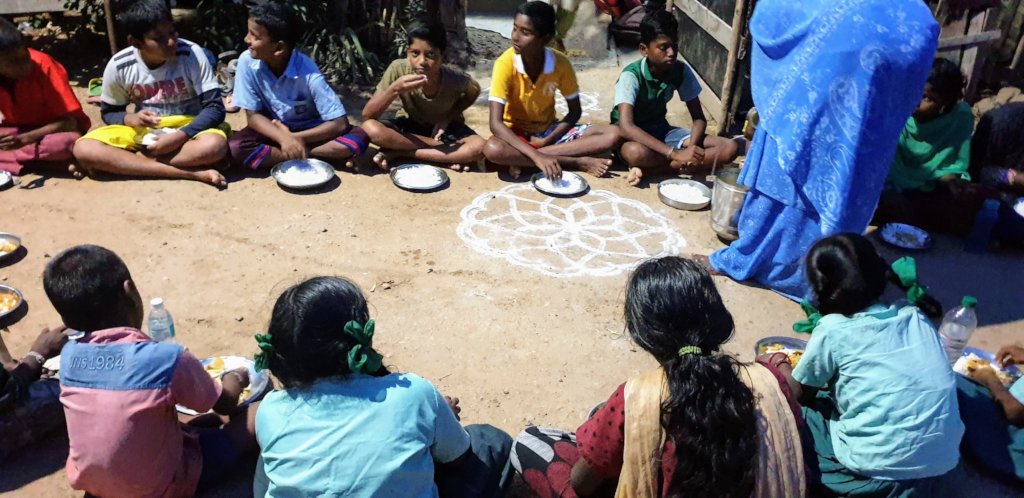 Meal to tribal children during critical pandemic