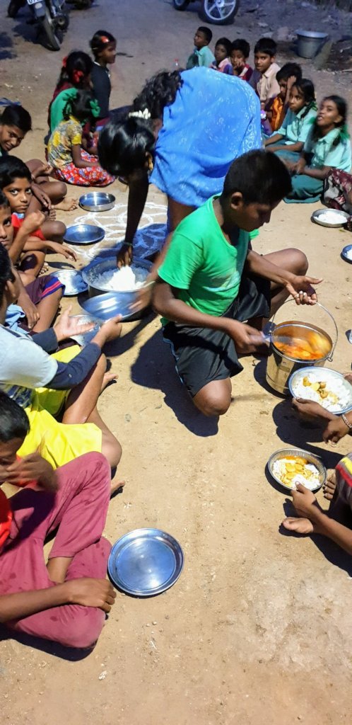 Meal to tribal children during critical pandemic