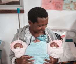New triplets with their mum