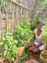 A school parent in her home garden.