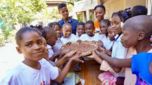 Students learn to make peanut brittle.