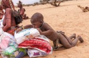 Food for children in refugee settlement Uganda