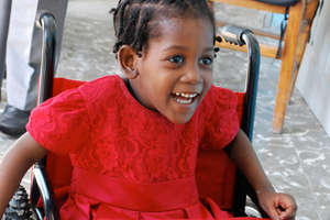 Diana, first wheelchair recipient at St. Vincent's
