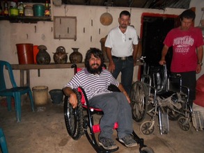 Juan in his new all terrain wheelchair