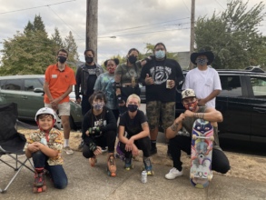 The crew at Lee's place for our BBQ meet & skate.
