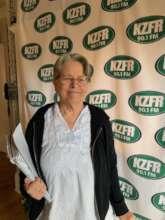 Exec Dir Leslie Johnson doing ad promo for KZFR