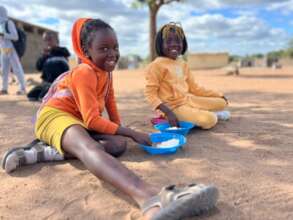 Students enjoying their school lunch