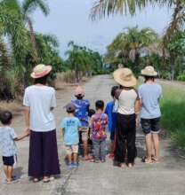 Walking to soccer game