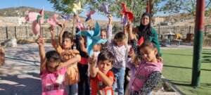 Children with their Pinwheels for Peace