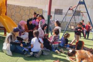 Children making their Pinwheels for Peace