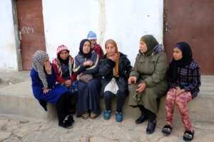 Fatma with the locals