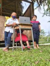 Indigenous children working with their laptops