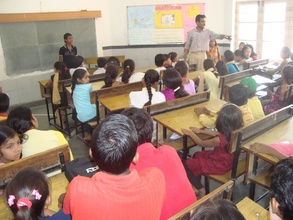 A child reciting a story in the workshop
