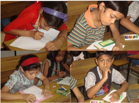 Children in action during workshop