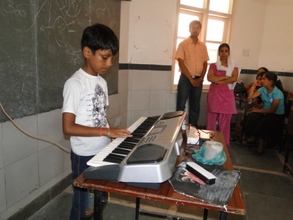 A child showcasing his talent