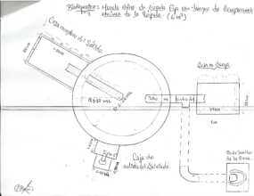 Hand made technical drawing for the biodigester