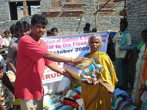 Clothes distribution to the old age women
